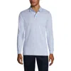 Lands' End School Uniform  Long Sleeve Interlock Polo Shirt In Blue