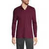 Lands' End School Uniform  Long Sleeve Interlock Polo Shirt In Burgundy