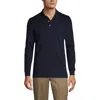 Lands' End School Uniform  Long Sleeve Interlock Polo Shirt In Classic Navy