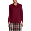Lands' End School Uniform  Long Sleeve Interlock Polo Shirt In Garnet