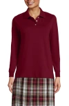 Lands' End School Uniform  Long Sleeve Interlock Polo Shirt In Garnet