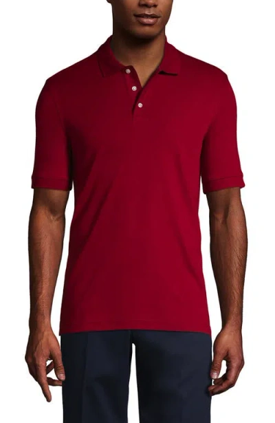 Lands' End School Uniform  Long Sleeve Interlock Polo Shirt In Garnet