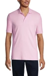 Lands' End School Uniform  Long Sleeve Interlock Polo Shirt In Ice Pink