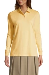 Lands' End School Uniform  Long Sleeve Interlock Polo Shirt In Maize