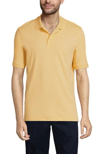 Lands' End School Uniform  Long Sleeve Interlock Polo Shirt In Maize