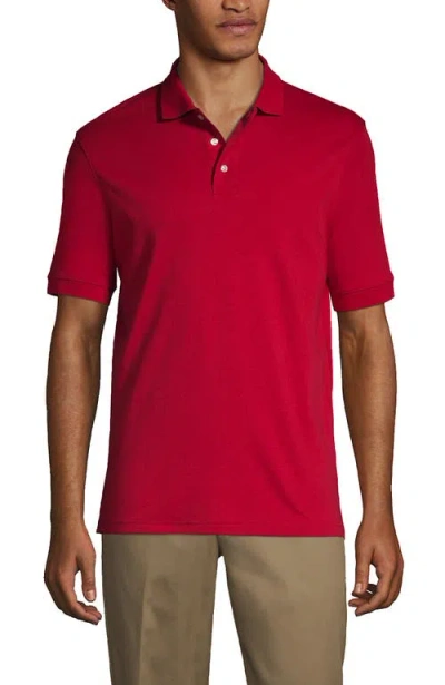 Lands' End School Uniform  Long Sleeve Interlock Polo Shirt In Red