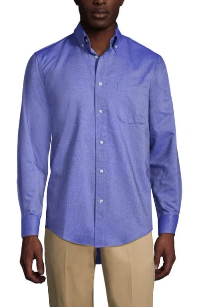 Lands' End School Uniform  Long Sleeve Oxford Dress Shirt In French Blue
