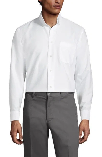 Lands' End School Uniform  Long Sleeve Oxford Dress Shirt In White