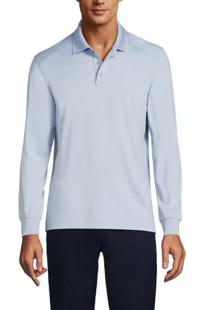 Lands' End School Uniform  Long Sleeve Rapid Dry Polo Shirt In Blue