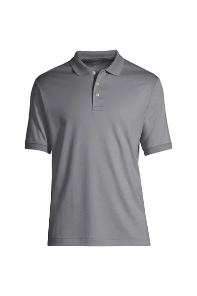 Lands' End School Uniform Men's Banded Cuff Short Sleeve Supima Cotton Polo Shirt In Gray