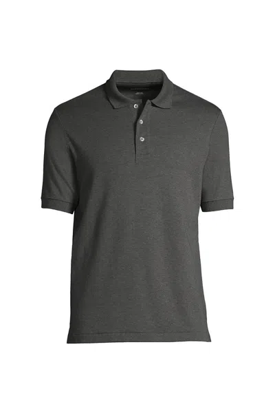 Lands' End School Uniform Men's Banded Cuff Short Sleeve Supima Cotton Polo Shirt In Gray