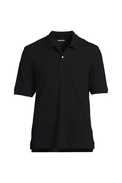 Lands' End School Uniform Men's Banded Short Sleeve Mesh Polo In Black