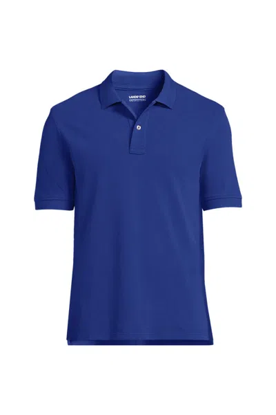 Lands' End School Uniform Men's Banded Short Sleeve Mesh Polo In Blue