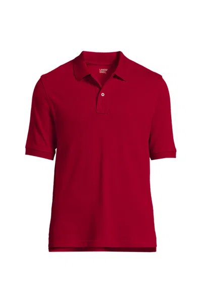 Lands' End School Uniform Men's Banded Short Sleeve Mesh Polo In Red