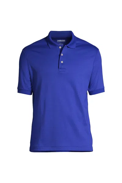 Lands' End School Uniform Men's Big Banded Cuff Short Sleeve Supima Cotton Polo Shirt In Blue