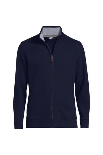 Lands' End School Uniform Men's Big French Rib Full Zip Jacket In Blue