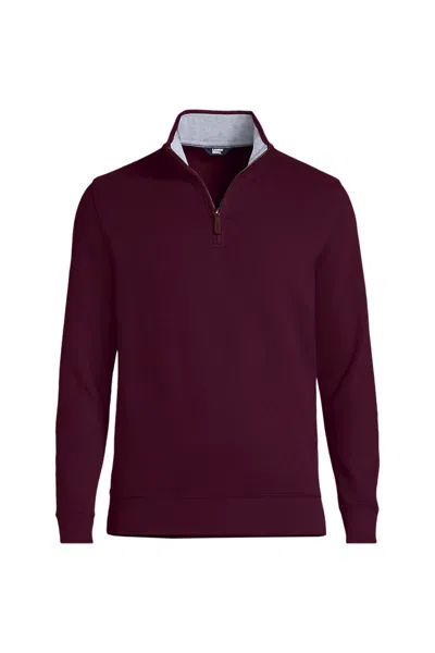 Lands' End School Uniform Men's Big French Rib Quarter Zip Pullover Shirt In Red
