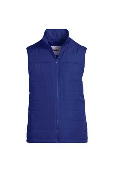 Lands' End School Uniform Men's Big Insulated Zip Front Vest In Blue