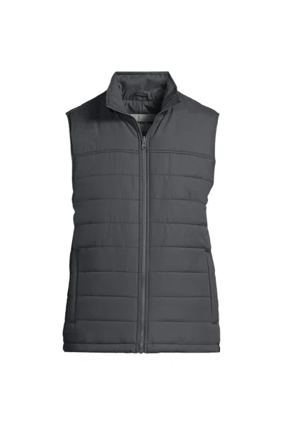 Lands' End School Uniform Men's Big Insulated Zip Front Vest In Black