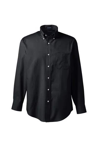 Lands' End School Uniform Men's Big Long Sleeve Buttondown No Iron Broadcloth Shirt In Black