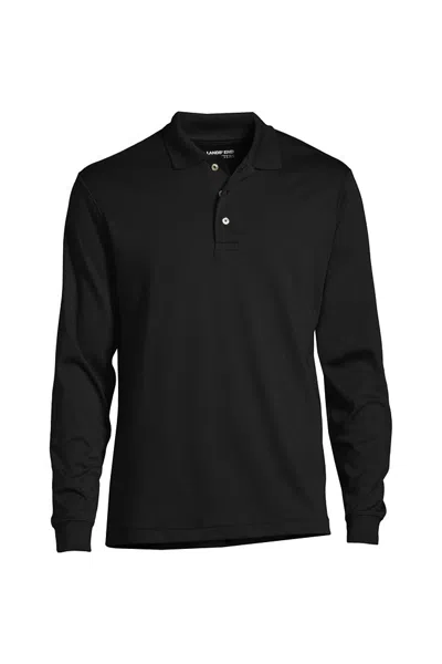 Lands' End School Uniform Men's Big Long Sleeve Performance Pima Polo Shirt In Black