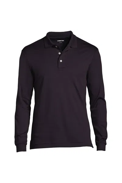 Lands' End School Uniform Men's Big Long Sleeve Performance Pima Polo Shirt In Blue