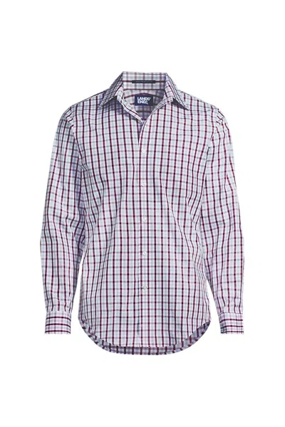 Lands' End School Uniform Men's Big Long Sleeve Straight Collar Patterned Broadcloth Shirt In Multi