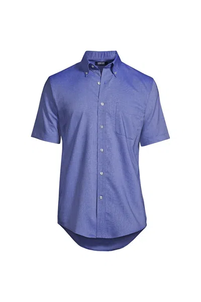 Lands' End School Uniform Men's Big Short Sleeve Buttondown Oxford Sport Shirt In Blue