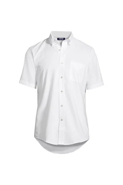 Lands' End School Uniform Men's Big Short Sleeve Buttondown Oxford Sport Shirt In White