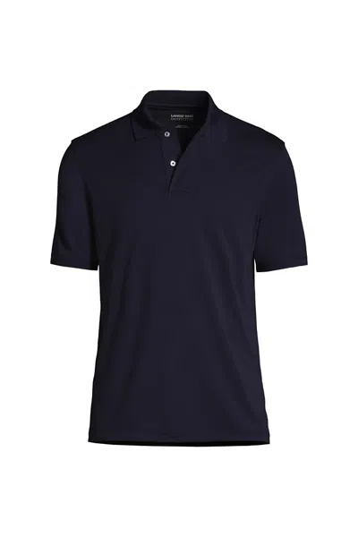 Lands' End School Uniform Men's Big Short Sleeve Polyester Polo In Black
