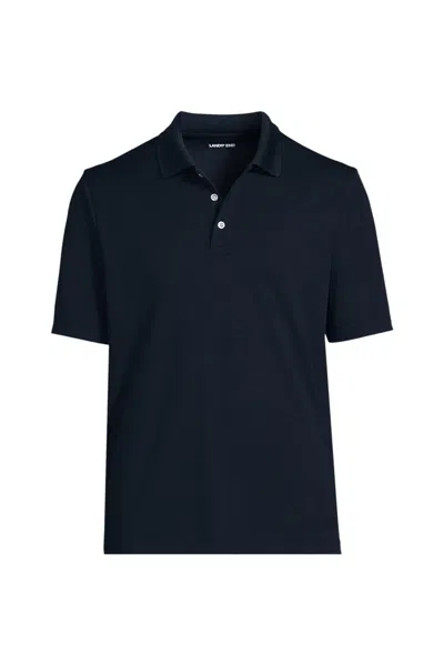 Lands' End School Uniform Men's Big Short Sleeve Solid Active Polo In Blue