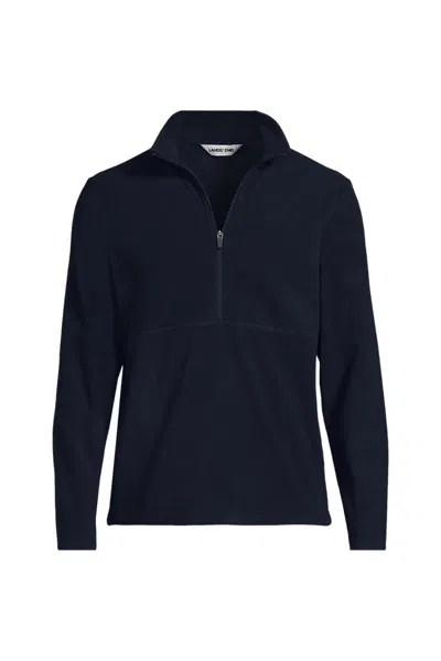 Lands' End School Uniform Men's Big Thermacheck 100 Fleece Quarter Zip Pullover Top In Black