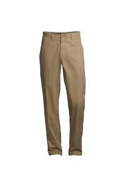 Lands' End School Uniform Men's Big Traditional Fit Plain Front Chino Pants In Brown