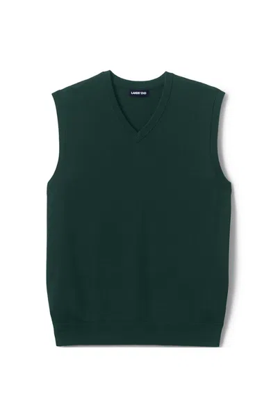 Lands' End School Uniform Men's Cotton Modal Fine Gauge Sweater Vest In Green