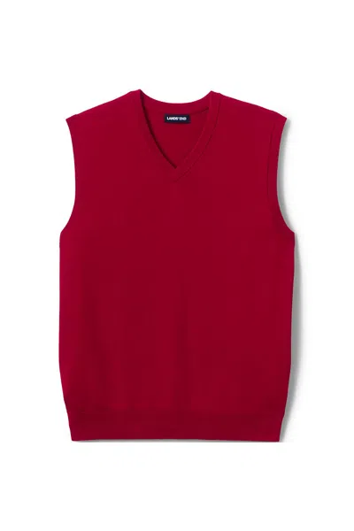 Lands' End School Uniform Men's Cotton Modal Fine Gauge Sweater Vest In Red