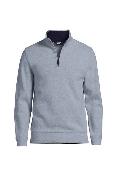 Lands' End School Uniform Men's French Rib Quarter Zip Pullover Shirt In Gray