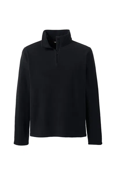 Lands' End School Uniform Men's Lightweight Fleece Quarter Zip Pullover In Black