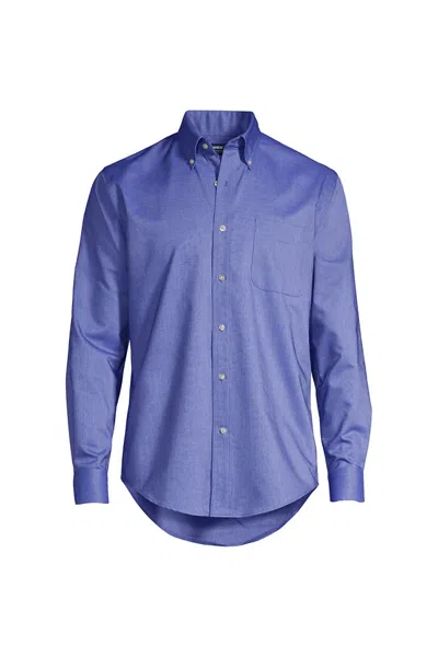 Lands' End School Uniform Men's Long Sleeve Buttondown Oxford Shirt In Blue