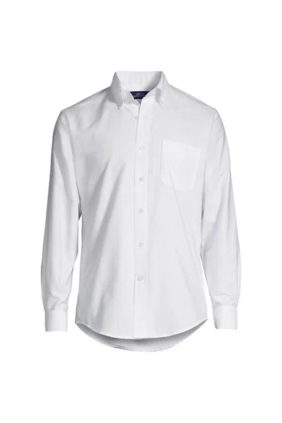 Lands' End School Uniform Men's Long Sleeve Buttondown Oxford Shirt In White