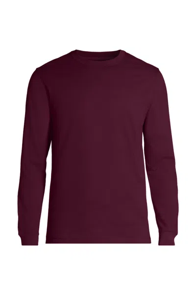 Lands' End School Uniform Men's Long Sleeve Essential T-shirt In Burgundy