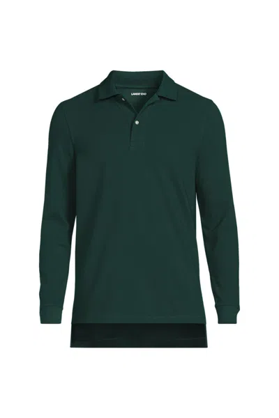 Lands' End School Uniform Men's Long Sleeve Mesh Polo Shirt In Green