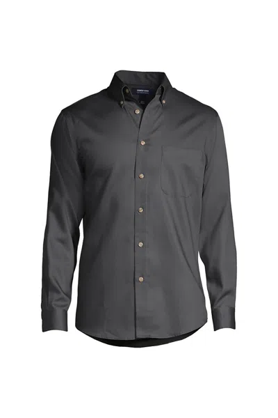Lands' End School Uniform Men's Long Sleeve Performance Twill Shirt In Gray