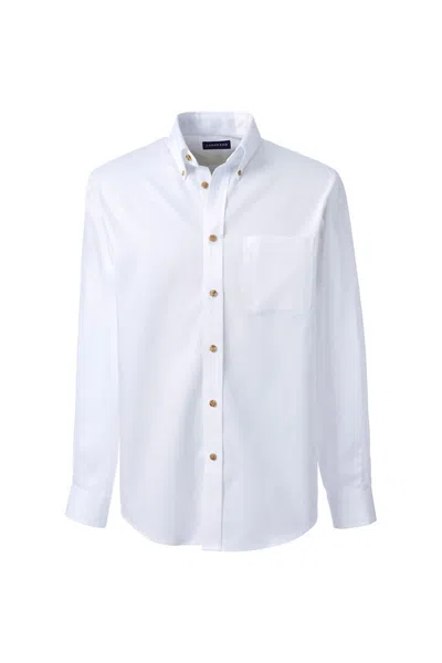 Lands' End School Uniform Men's Long Sleeve Performance Twill Shirt In White