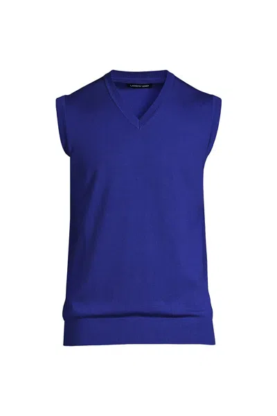 Lands' End School Uniform Men's Performance V-neck Sweater Vest In Blue