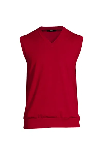 Lands' End School Uniform Men's Performance V-neck Sweater Vest In Red