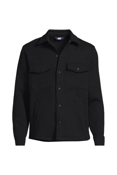 Lands' End School Uniform Men's Quilted Shirt Jacket In Black