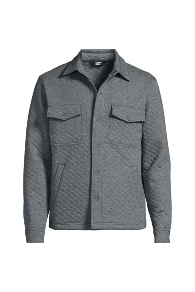 Lands' End School Uniform Men's Quilted Shirt Jacket In Gray
