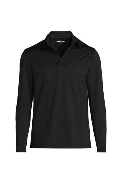 Lands' End School Uniform Men's Rapid Dry Long Sleeve Modern Fit Polo In Black