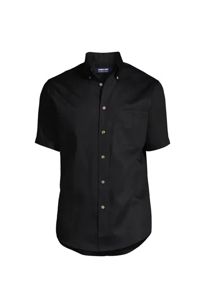 Lands' End School Uniform Men's Short Sleeve Performance Twill Shirt In Black
