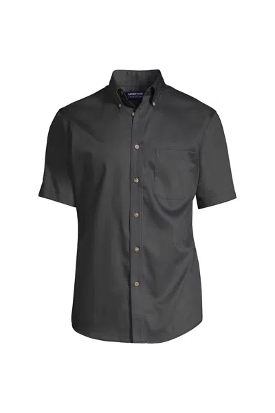 Lands' End School Uniform Men's Short Sleeve Performance Twill Shirt In Gray